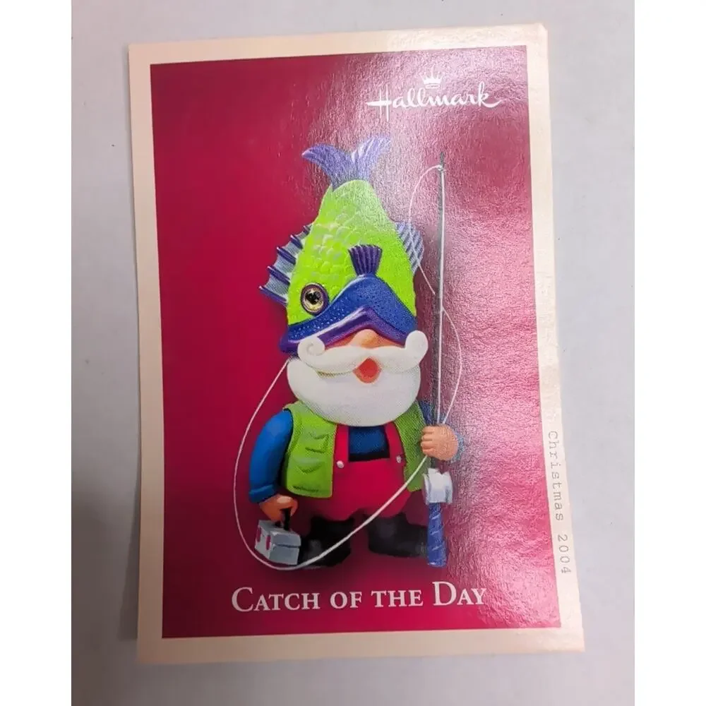 Hallmark Keepsake Catch of the Day Santa Fishing 2004 Christmas Ornament in Box